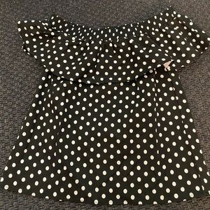 Unique Vintage Polka Dot Ruffle Shirt
